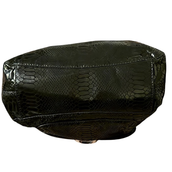 Michael Kors Chain Snake Embossed Leather Shoulder Bag/Cross Body Jet Set BlacK - Picture 6 of 15